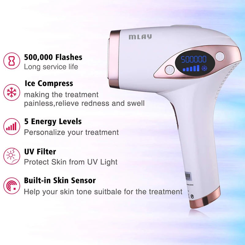 Mlay Laser T4 Laser Hair Removal Device Laser Hair Removal ICE Cold IPL Epilation Flashes 500000 mlay IPL Hair Removal Painless