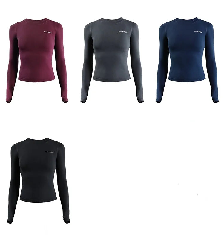 Women's Long Sleeve Top Yoga Shirts Running T-Shirt Workout Fitness Gym Sports Top Training Crop Top Solidcolor лонгслив женский