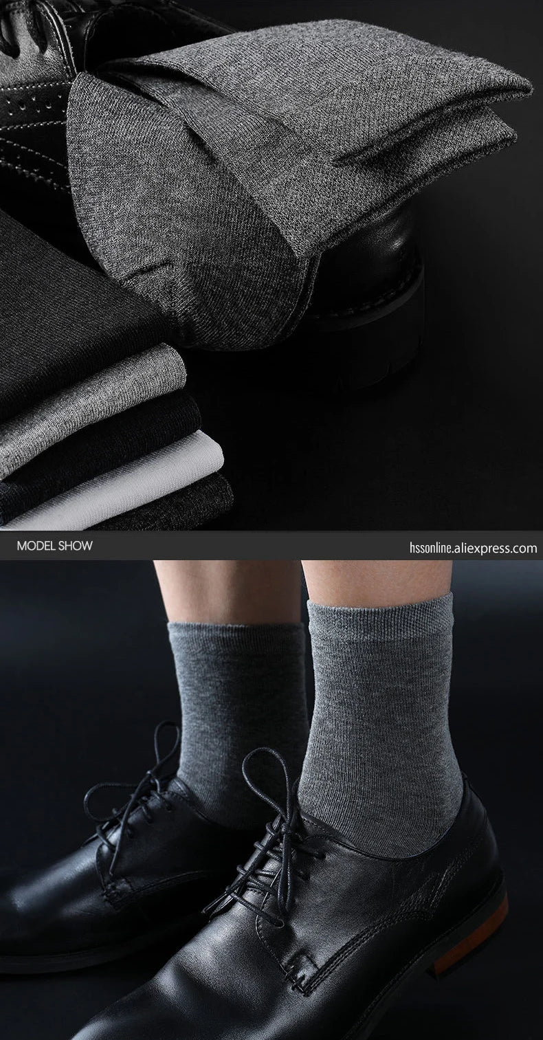 HSS 2024 High Quality Casual Men's Business Socks Summer Winter Cotton Socks Quick Drying Black White Long Sock Plus Size US7-14