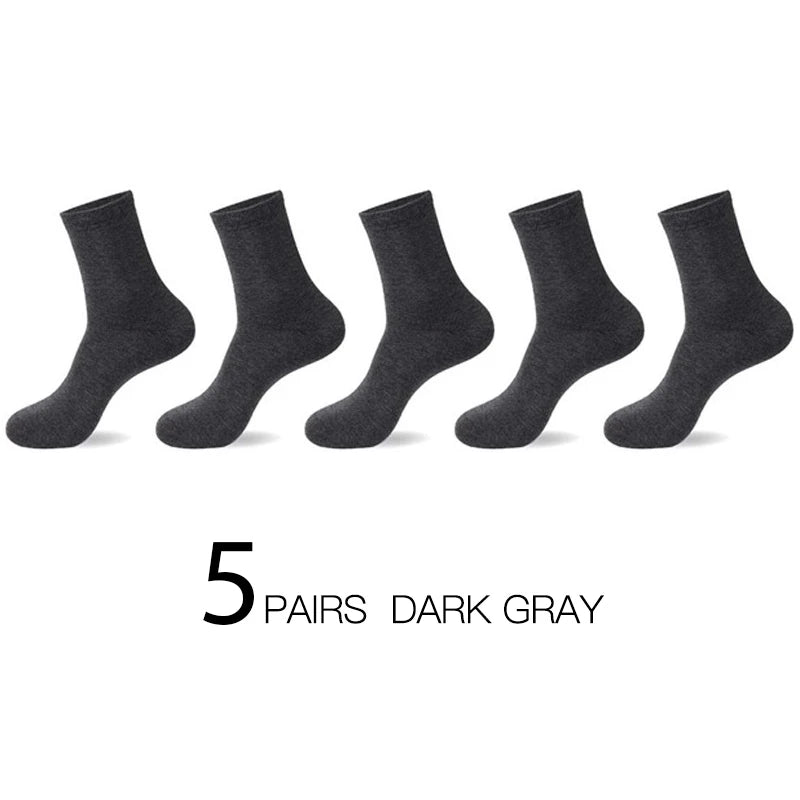 HSS 2024 High Quality Casual Men's Business Socks Summer Winter Cotton Socks Quick Drying Black White Long Sock Plus Size US7-14