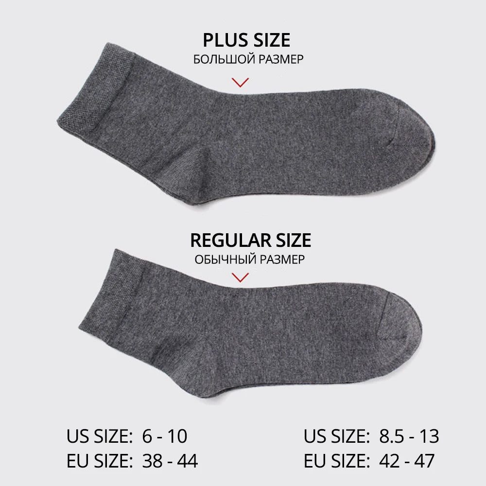 HSS 2024 High Quality Casual Men's Business Socks Summer Winter Cotton Socks Quick Drying Black White Long Sock Plus Size US7-14