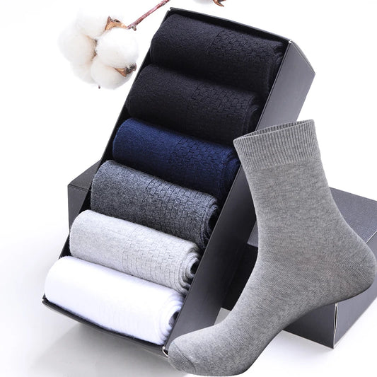 HSS 2024 High Quality Casual Men's Business Socks Summer Winter Cotton Socks Quick Drying Black White Long Sock Plus Size US7-14