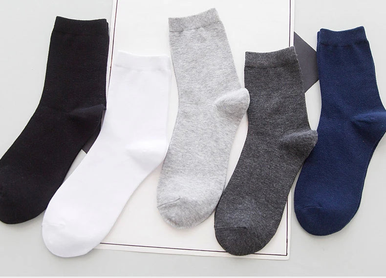 HSS 2024 High Quality Casual Men's Business Socks Summer Winter Cotton Socks Quick Drying Black White Long Sock Plus Size US7-14