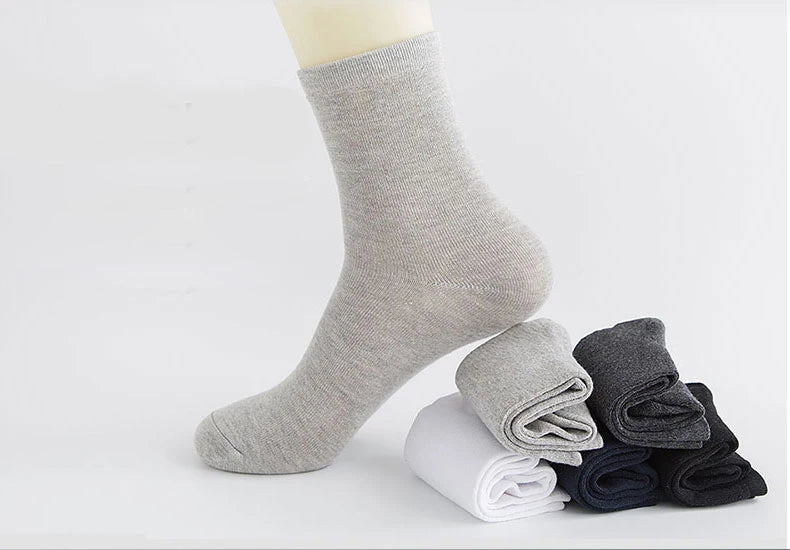 HSS 2024 High Quality Casual Men's Business Socks Summer Winter Cotton Socks Quick Drying Black White Long Sock Plus Size US7-14