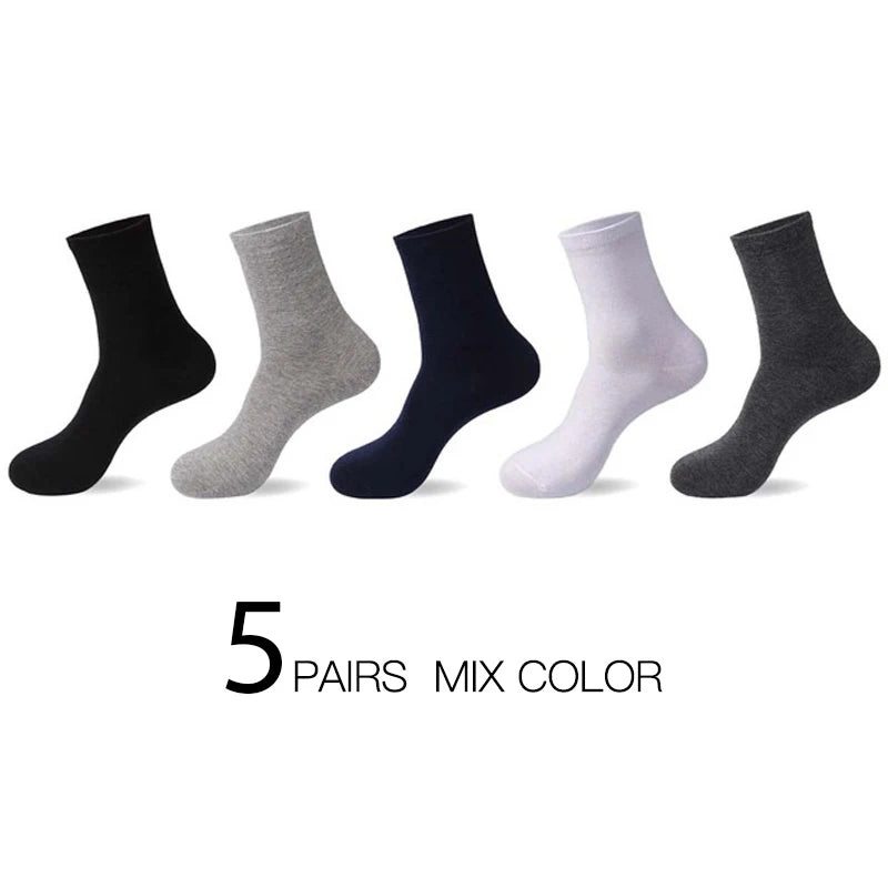 HSS 2024 High Quality Casual Men's Business Socks Summer Winter Cotton Socks Quick Drying Black White Long Sock Plus Size US7-14