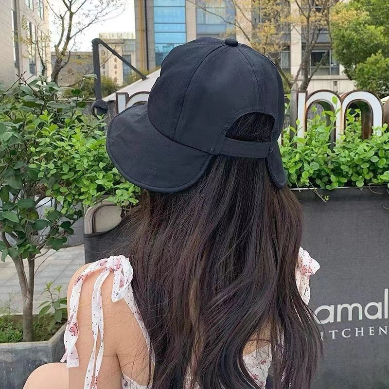 Women Summer Sunhat Cotton Ponytail Bucket Hat Outdoor Beach Adjustable Sun Visor Hats Solid Color Foldable Fisherman Cap