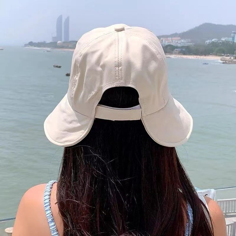 Women Summer Sunhat Cotton Ponytail Bucket Hat Outdoor Beach Adjustable Sun Visor Hats Solid Color Foldable Fisherman Cap