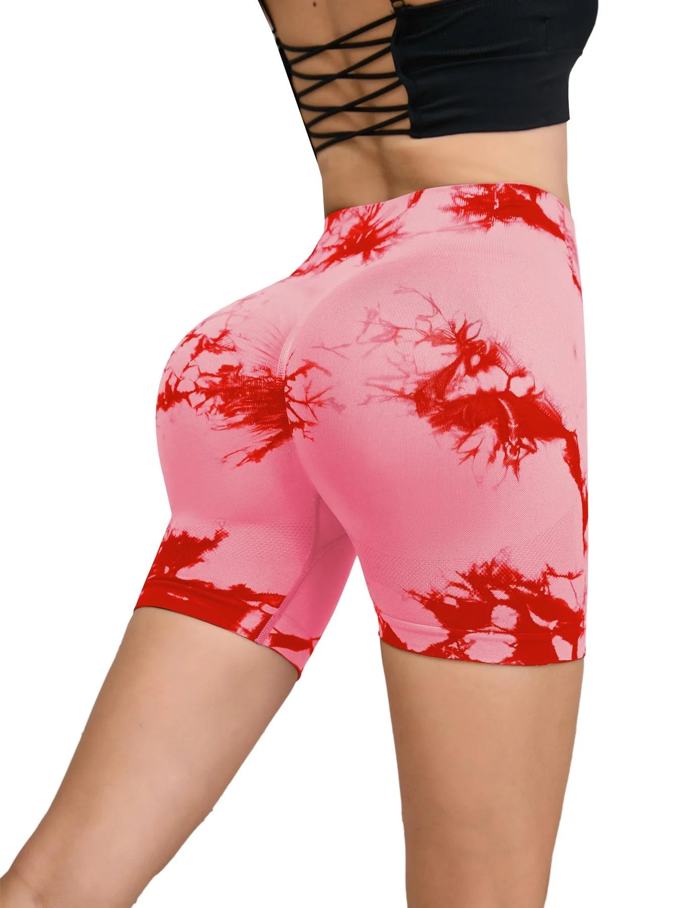 Tie Dyed Seamless Fitness Pants Women's High Waist and Hip Lifting Sports Tight Shorts Running Sexy Peach Fitness Yoga Shorts