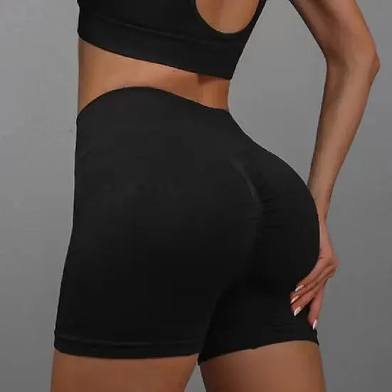 Women Yoga Shorts High Waist Butt Lifting Workout Fitness Tights Tummy Control Gym Running Stretched Pants Casual Sportswear