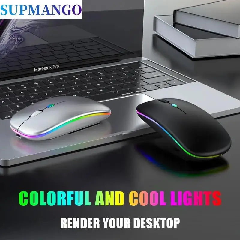 Wireless Mouse Gaming Mouse Backlight USB Compatible RGB Rechargeable Mice Silent Backlit Ergonomic Gaming Mouse for Laptop PC