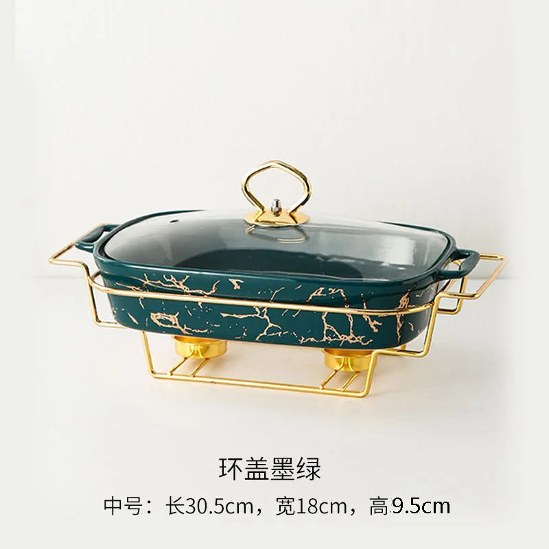 Rectangular amphora ceramic casserole home tableware light heat hotel dry soup pot creative pot holder with candle