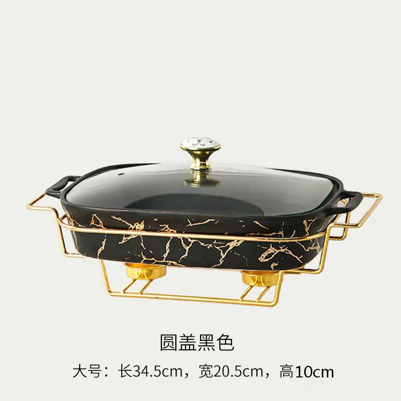 Rectangular amphora ceramic casserole home tableware light heat hotel dry soup pot creative pot holder with candle