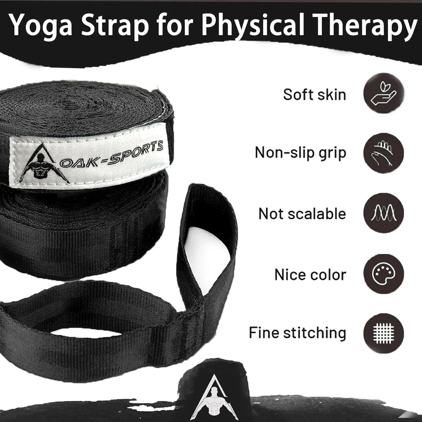 Stretching Strap Yoga Strap with Loops, Stretch Straps for Physical Therapy, Non-Elastic Exercise Strap for Pilates, Dance