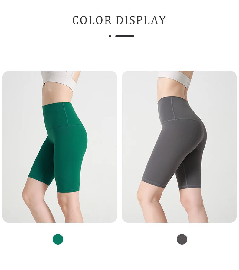 Summer new sans T line pure color yoga shorts Five-point Cycling Gym Run Sports Fitness Pants Tight Riding Shorts Women