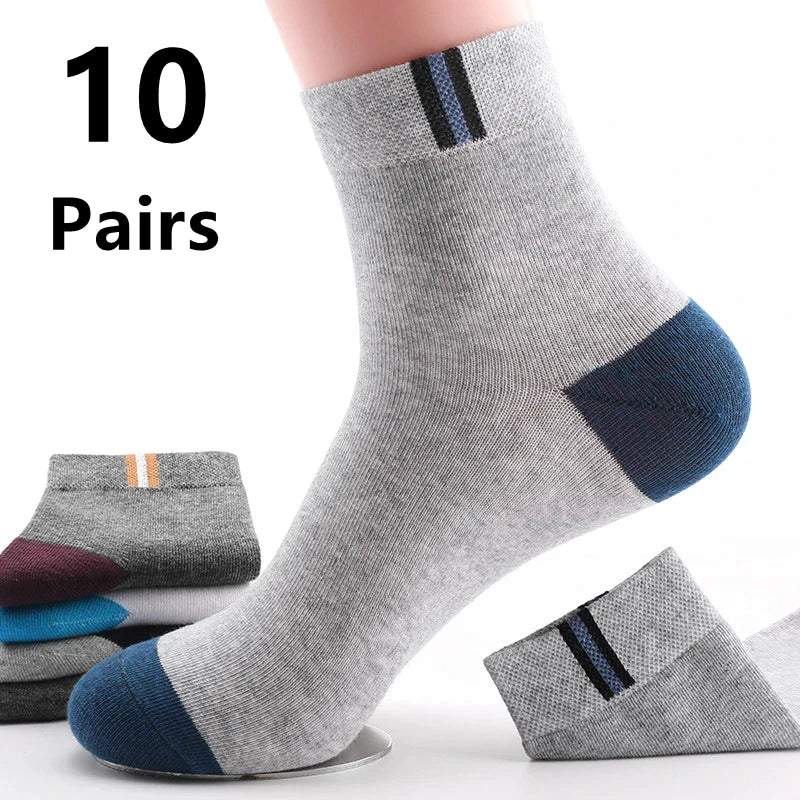 10 Pairs Breathable Cotton Sports Stockings Men Bamboo Fiber Autumn and Winter Men Socks Sweat Absorption Deodorant Business Sox