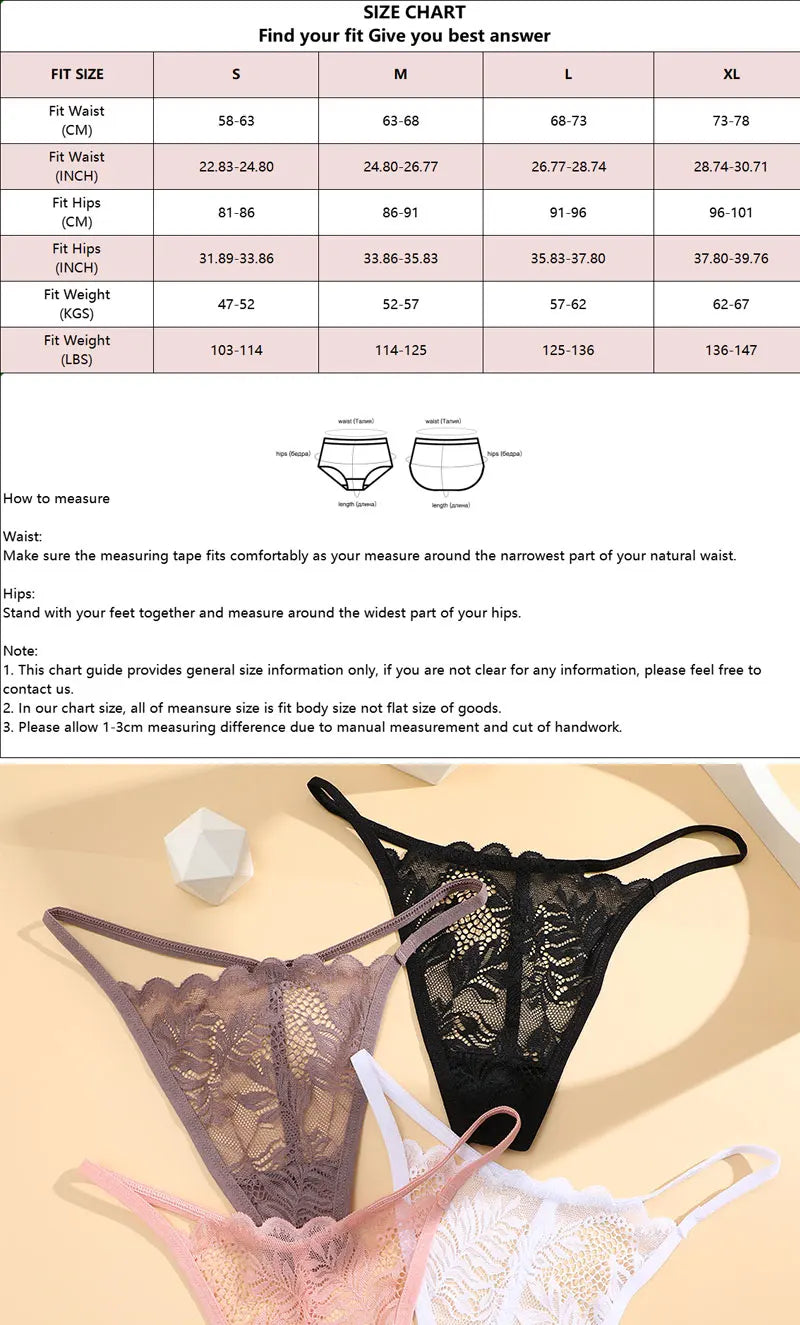 6Pcs/Set Lace Thong For Women Low Rise Soft Intimates Lingerie Sexy Lace Panties Color Ladies Comfortable Underpants Girls Panty