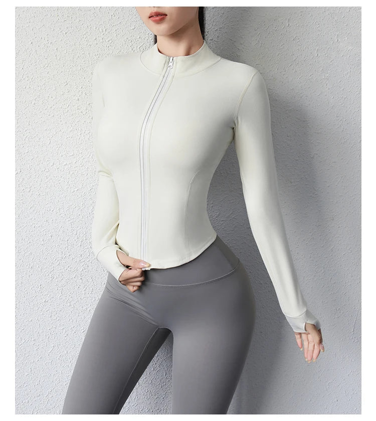 2023 New yoga coat short sports jacket women's fitness clothes slimming body sculpting zipper yoga jacket