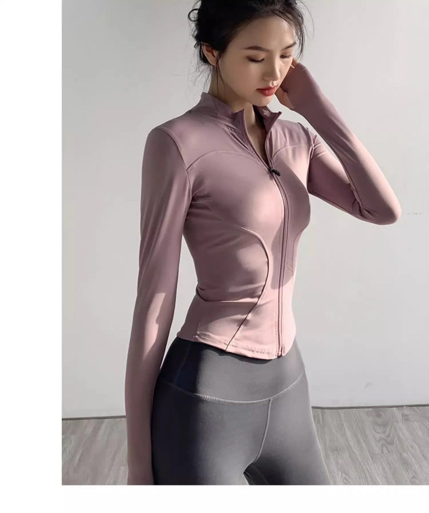 Women Zip Fitness Clothes Long Sleeve Sports Jacket with Pockets Yoga Shirt Quick Dry Gym Top Sunscreen Sportswear Running Coats