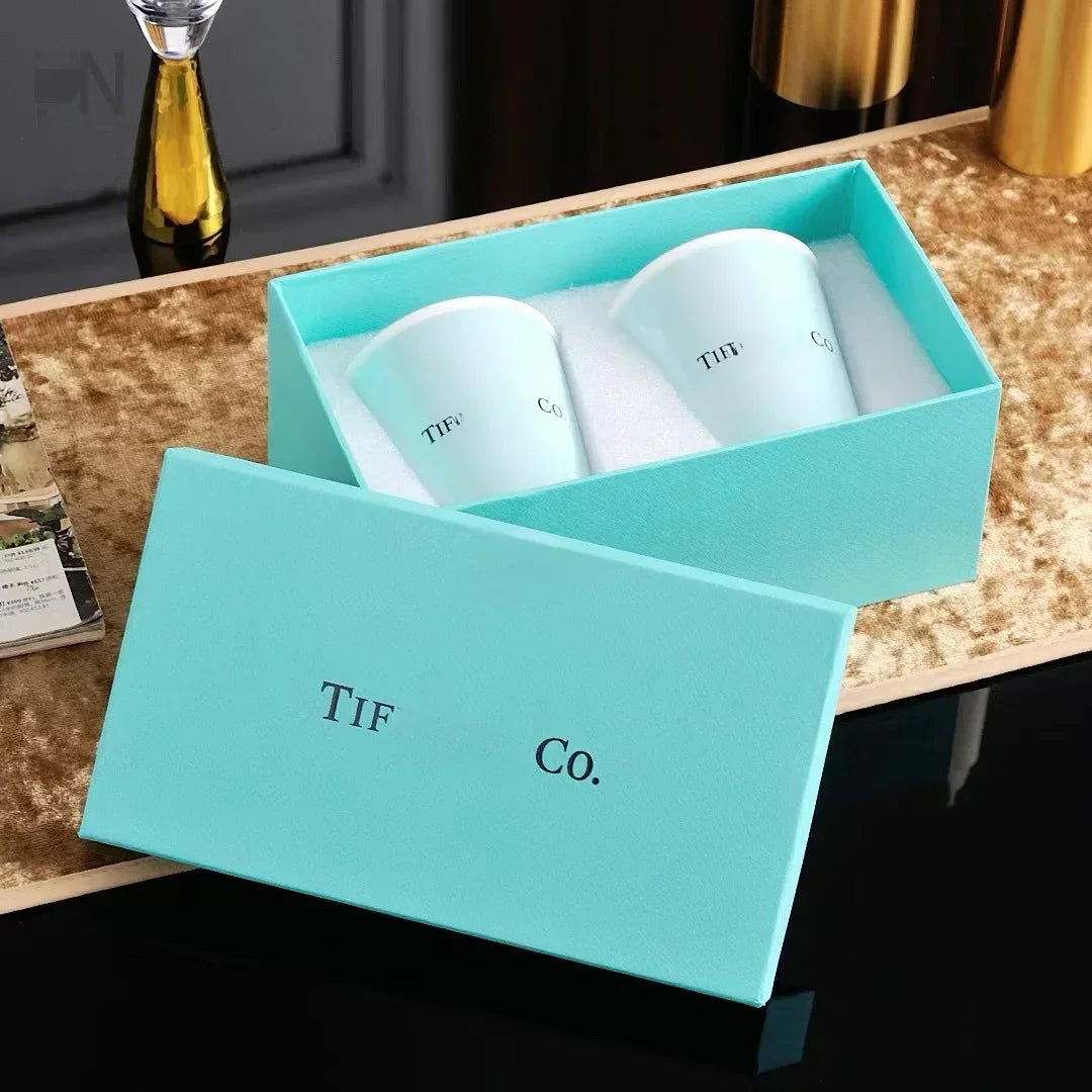 The New Ceramic Cup Water Cup T Home Classic Blue Bone Porcelain Pair Cup Paper Cup Mug Drinking Cup Mouth Cup Gift Box Set