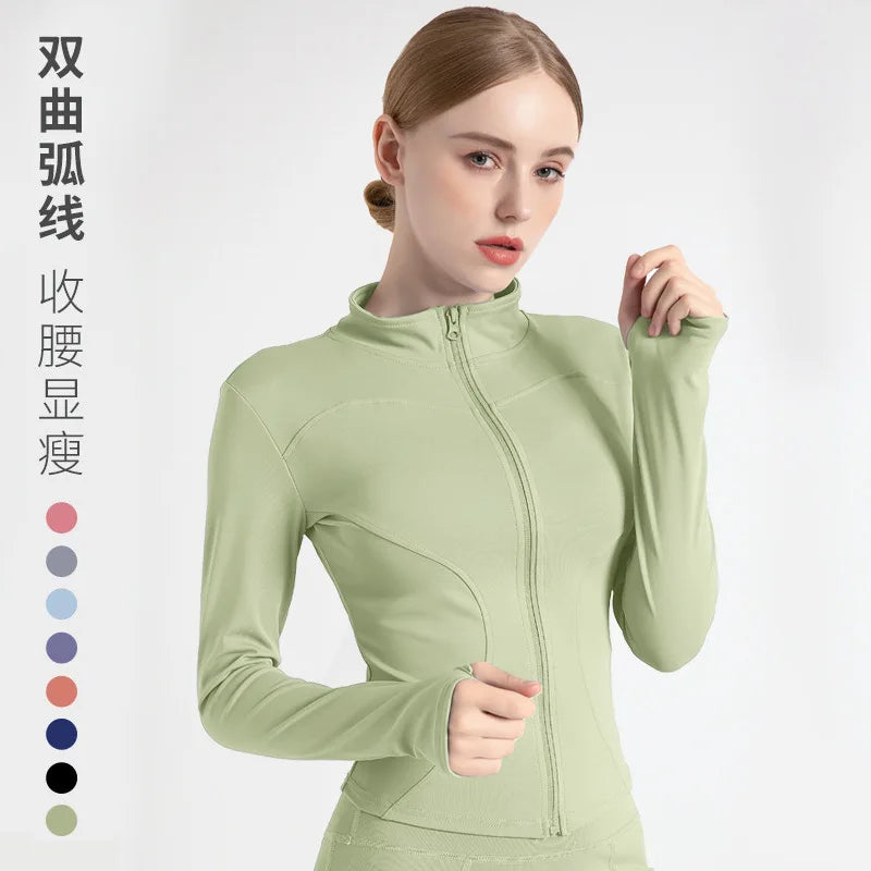 Long Sleeve Sports Jacket Women Zip Fitness Yoga Shirt Winter Warm Gym Top Activewear Running Coats Workout Clothes For Cycling