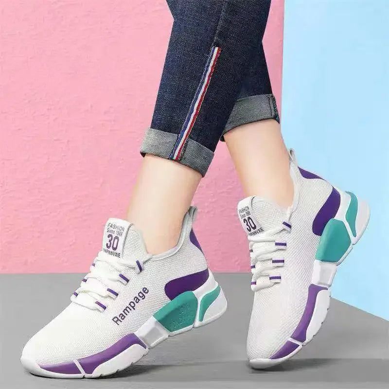 Fashionable sports shoes for women, thick and breathable soft soled mesh, lightweight casual shoes, trendy coconut shoes