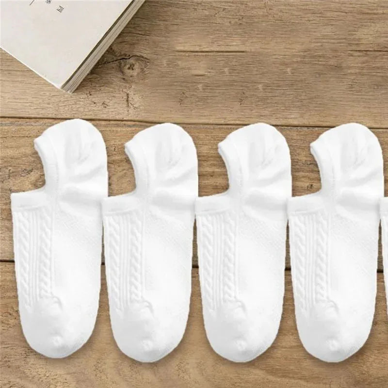 5 Pairs Twists Cotton Tube Socks for Men Short Boat Socks Invisible Summer Thin Versatile Anti Odor Calcetines 10 Pieces