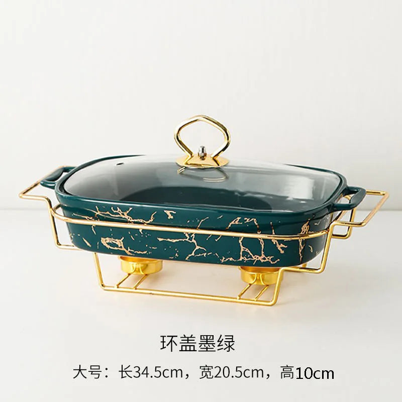 Rectangular amphora ceramic casserole home tableware light heat hotel dry soup pot creative pot holder with candle