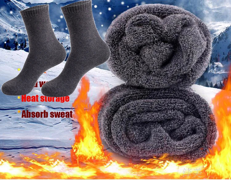 5 Pairs Winter Warm Men’s Socks Wool Male Women Socks Super Thicker Solid Socks Wool Socks Against Cold Snow Terry Socks