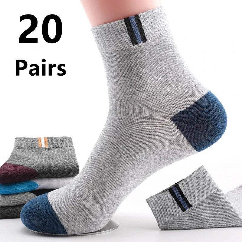 10 Pairs Breathable Cotton Sports Stockings Men Bamboo Fiber Autumn and Winter Men Socks Sweat Absorption Deodorant Business Sox