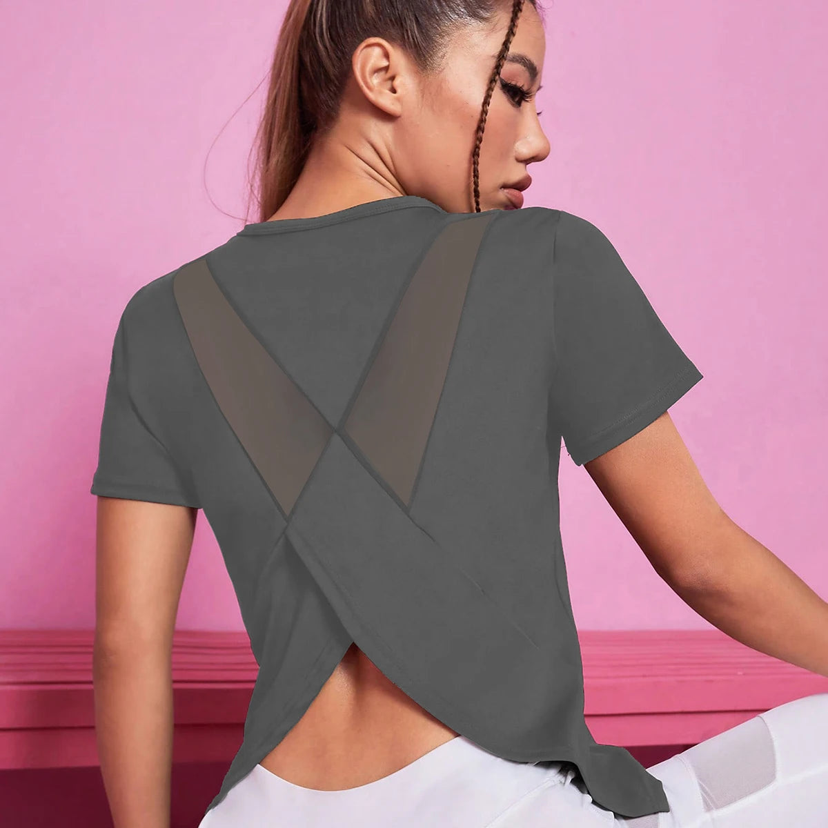 Women Seamless Yoga T-Shirt Female Fitness Crop Top Workout Gym Training Shirts Athletic Short Sleeve Yoga T-shirts Sportswear