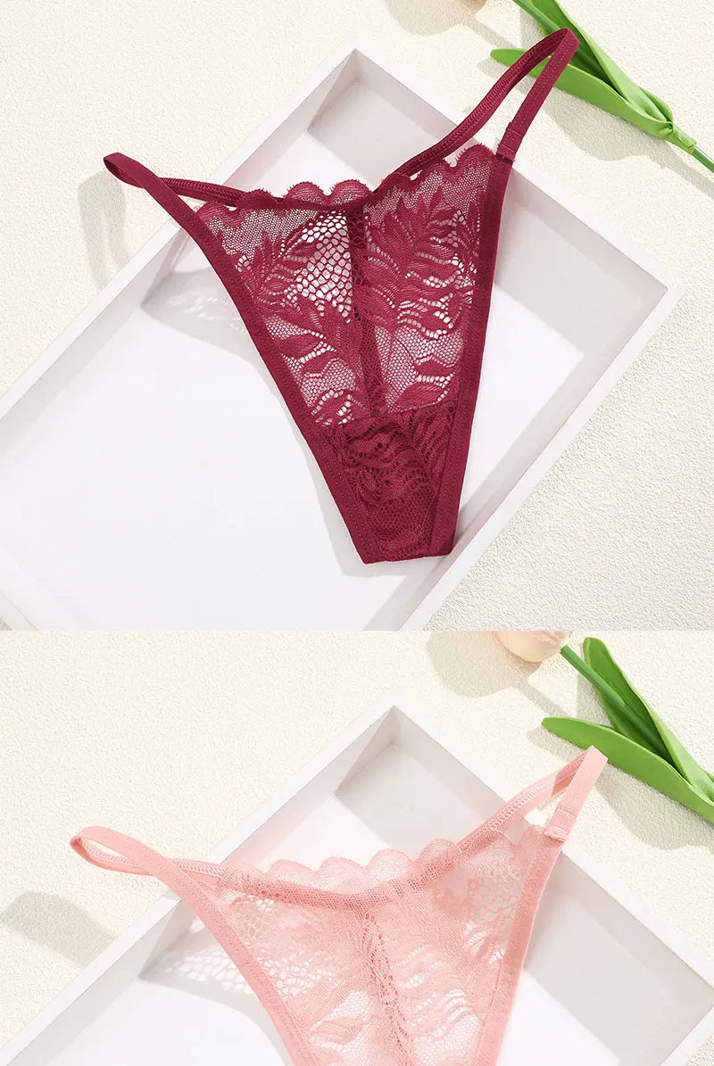 6Pcs/Set Lace Thong For Women Low Rise Soft Intimates Lingerie Sexy Lace Panties Color Ladies Comfortable Underpants Girls Panty