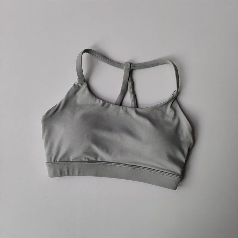 Nude Gathering Sports Bra Women's Sexy Back Shockproof Fitness Bra Quick Drying Pilates Training Sports Running Yoga Tank Top