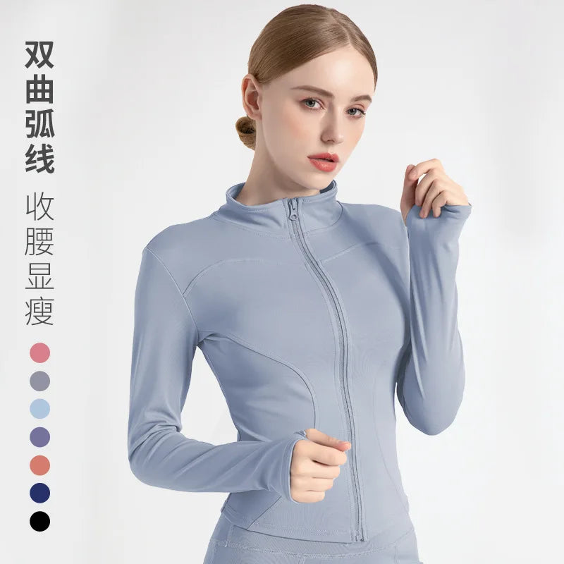 Long Sleeve Sports Jacket Women Zip Fitness Yoga Shirt Winter Warm Gym Top Activewear Running Coats Workout Clothes For Cycling