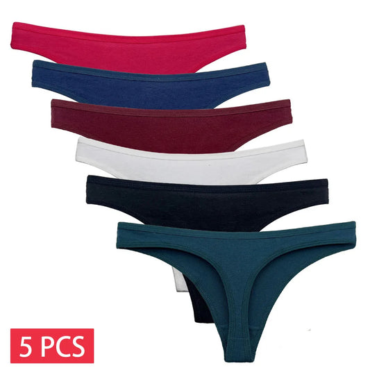 5 PCS/Set Cotton Panties G-String Women Panties Sexy Underwear Female Lingerie Thong For Woman Solid Color Intimate Pantys