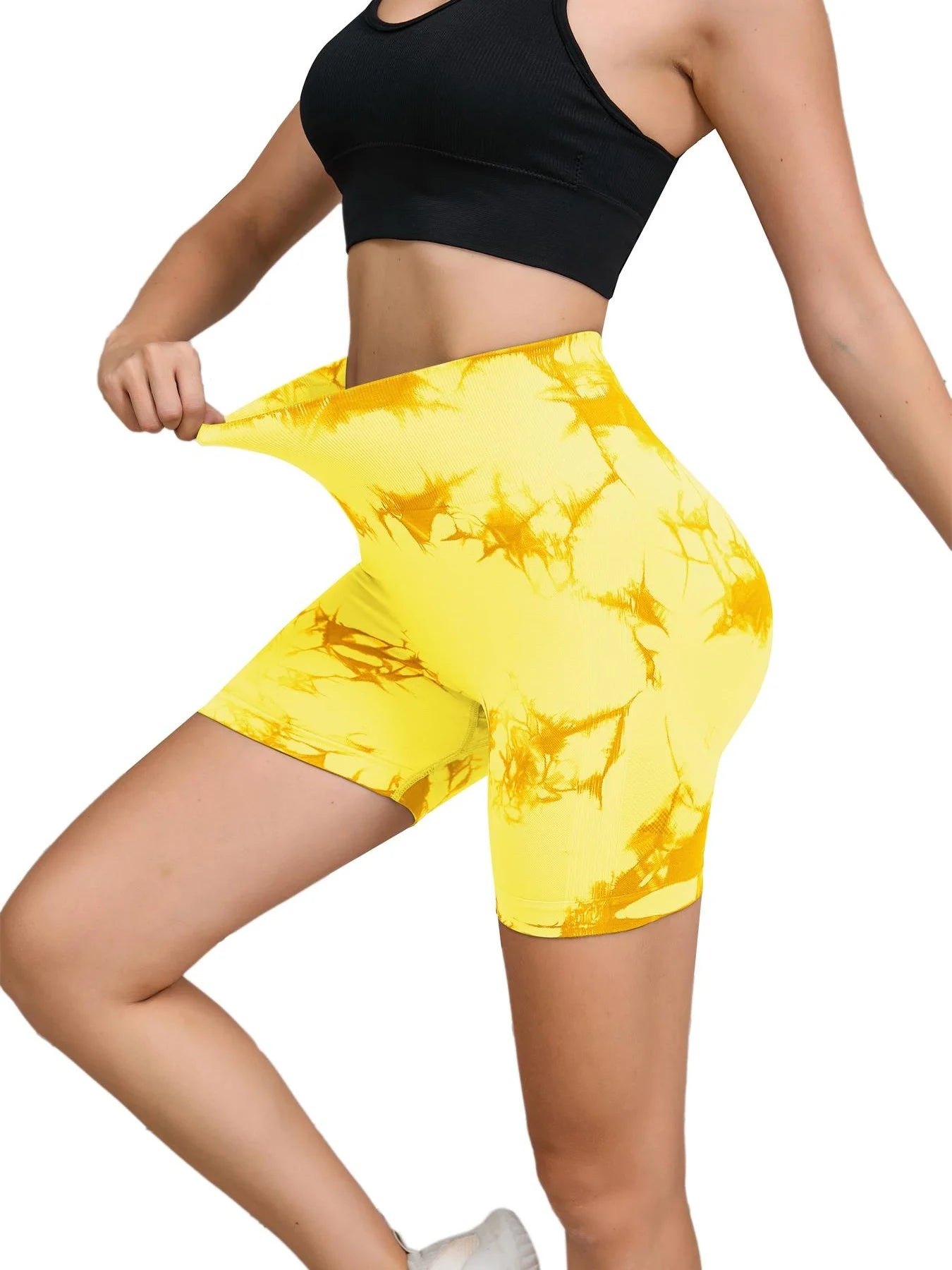 Tie Dyed Seamless Fitness Pants Women's High Waist and Hip Lifting Sports Tight Shorts Running Sexy Peach Fitness Yoga Shorts