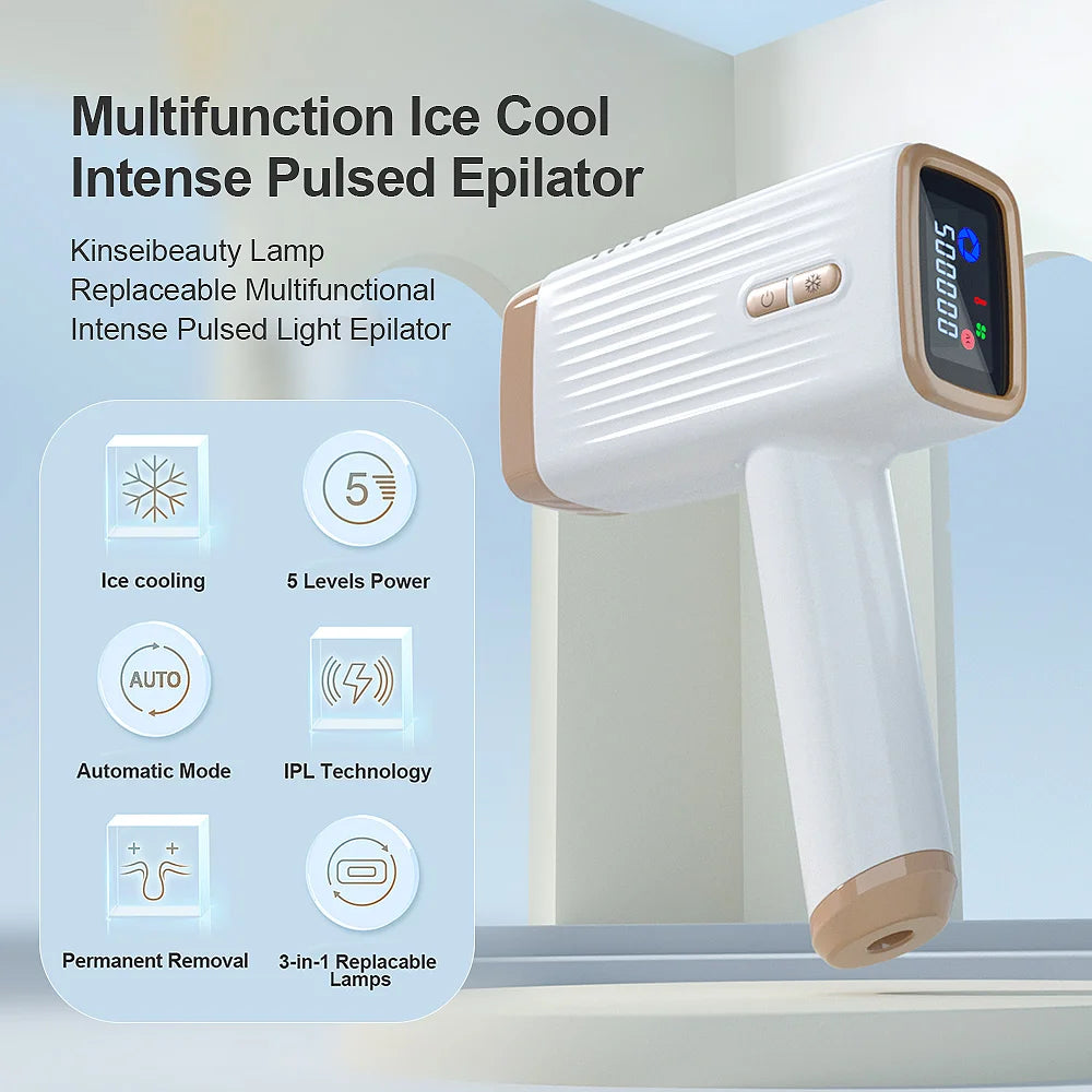 KinseiBeauty Laser IPL Epilator Laser Hair Removal Device Ice Cool Laser Home Tool Professional Painless Hair Removal Machine