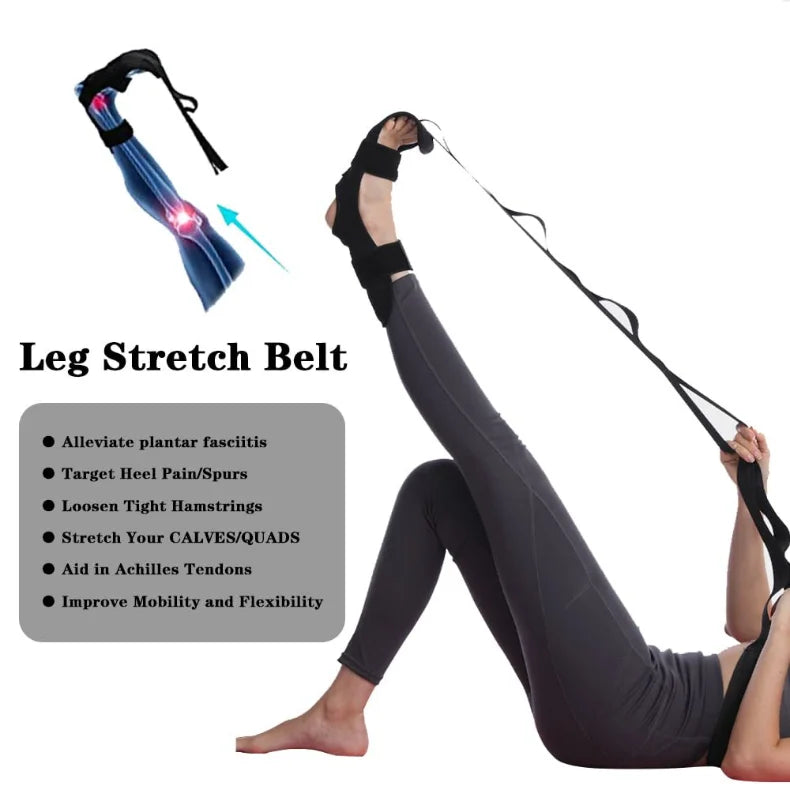 Fitness Open Back Muscle Relaxation Yoga Stretching Band Leg Stretcher Flexibility Strap For Rehabilitation Plantar Fasciitis