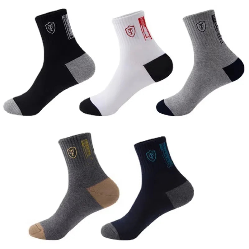 5Pairs Breathable Cotton Sports Stockings Men Bamboo Fiber Autumn and Winter Men Socks Sweat Absorption Deodorant Business Sox