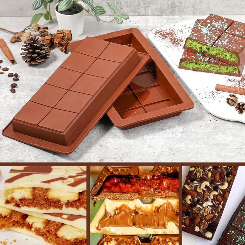 BestsellerChocolate Bar Molds 1 Pack, Large and Thick Silicone Chocolate Bar Molds for Stuffed Bar, Big Chocolate Candy Bar Mold