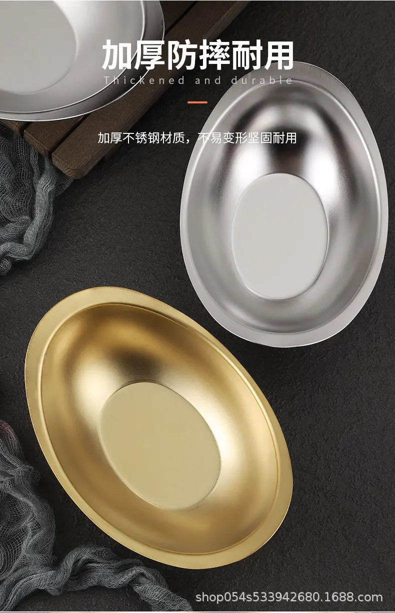 304 stainless steel golden ingot bowl Korean salad bowl commercial dessert snack bowl Korean cuisine tableware