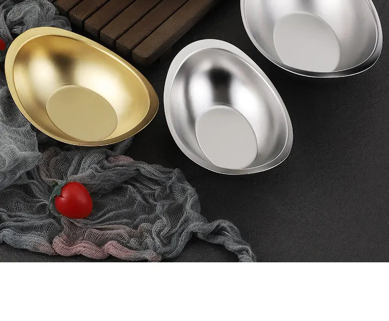 304 stainless steel golden ingot bowl Korean salad bowl commercial dessert snack bowl Korean cuisine tableware