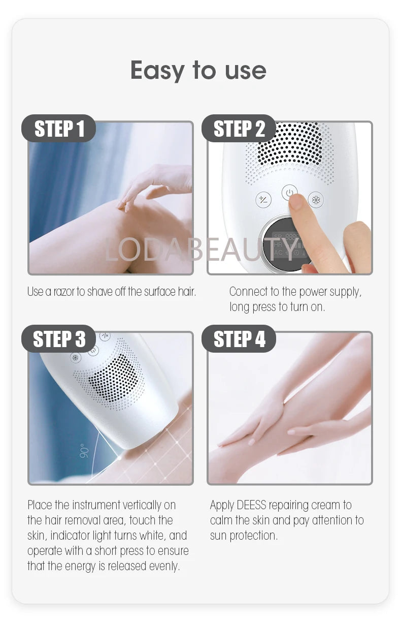 DEESS GP591 IPL Laser Hair Removal Device - Painless, Ice Cool, Unlimited Flashes for Face & Body At Home