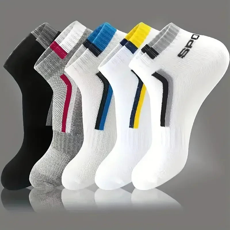 5/10/20/30pairs Simple Stripe Pattern Liner Anklets Socks Comfy Breathable Soft Sweat Absorbent Socks For Men's Outdoor Wearing