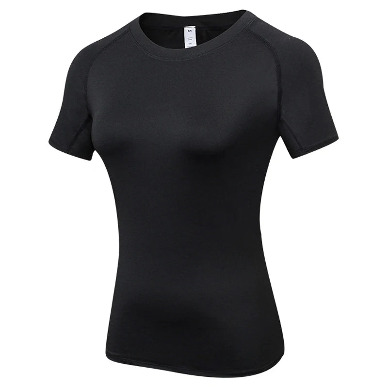 Women's Compression Shirt Short Sleeve Athletic Yoga Running T-Shirt Summer Gym Workout Quick Dry Stretchy Tees Tops Baselayer