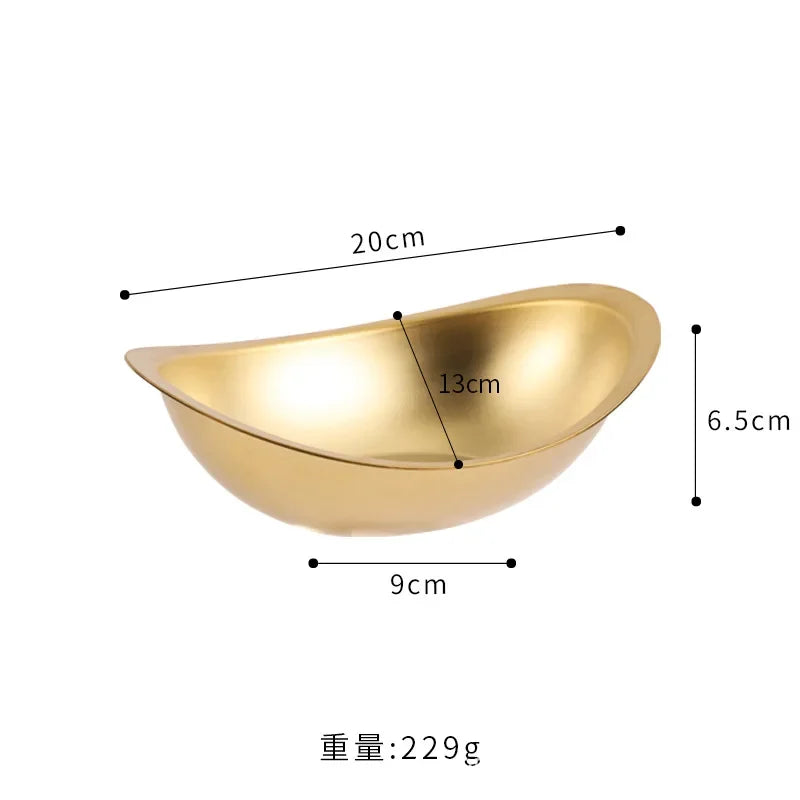 304 stainless steel golden ingot bowl Korean salad bowl commercial dessert snack bowl Korean cuisine tableware