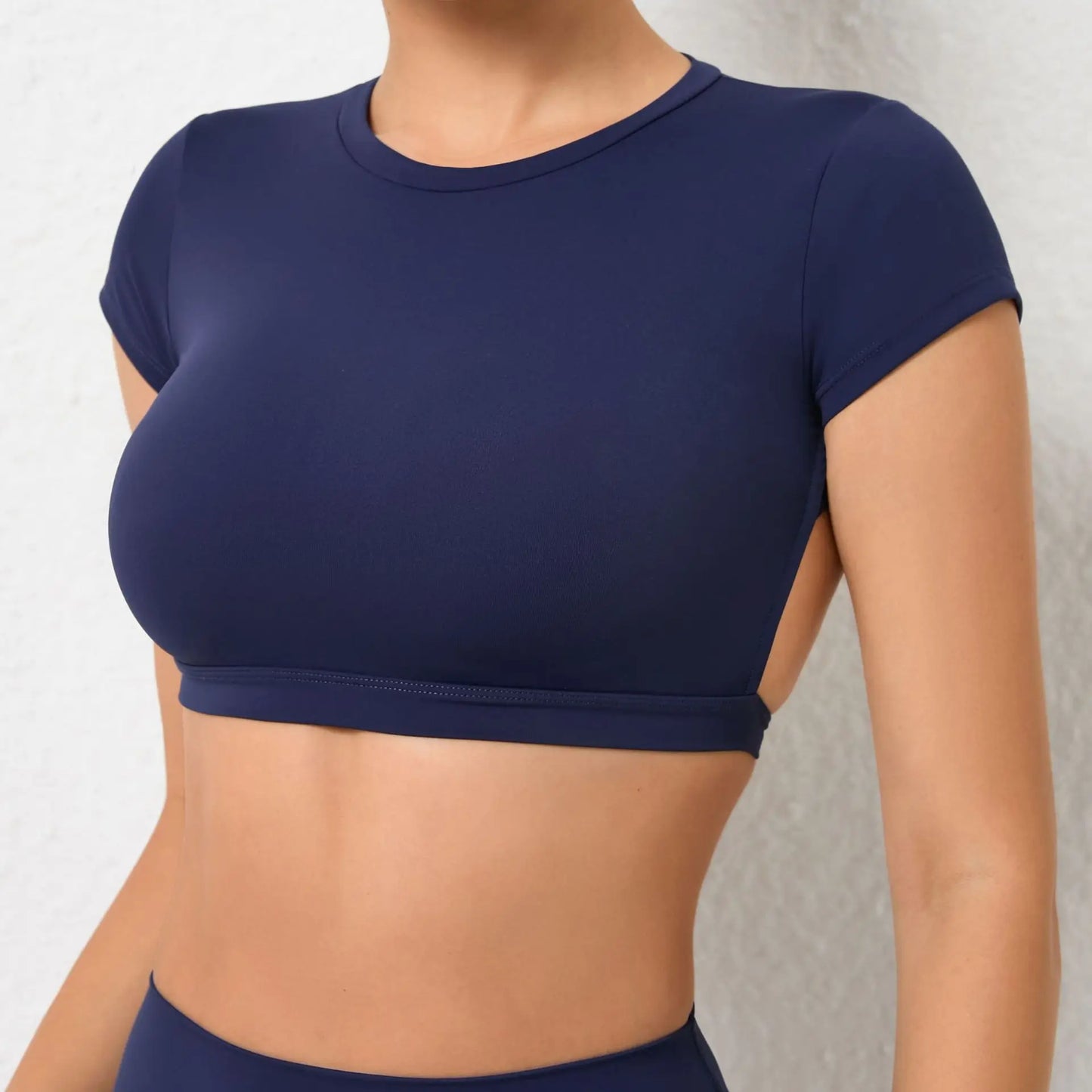 Hearuisavy Sports Shirts Breathable Workout Tops Fitness Sportswear Female Backless Yoga Clothing Sport Crop Tops Women Gym Top