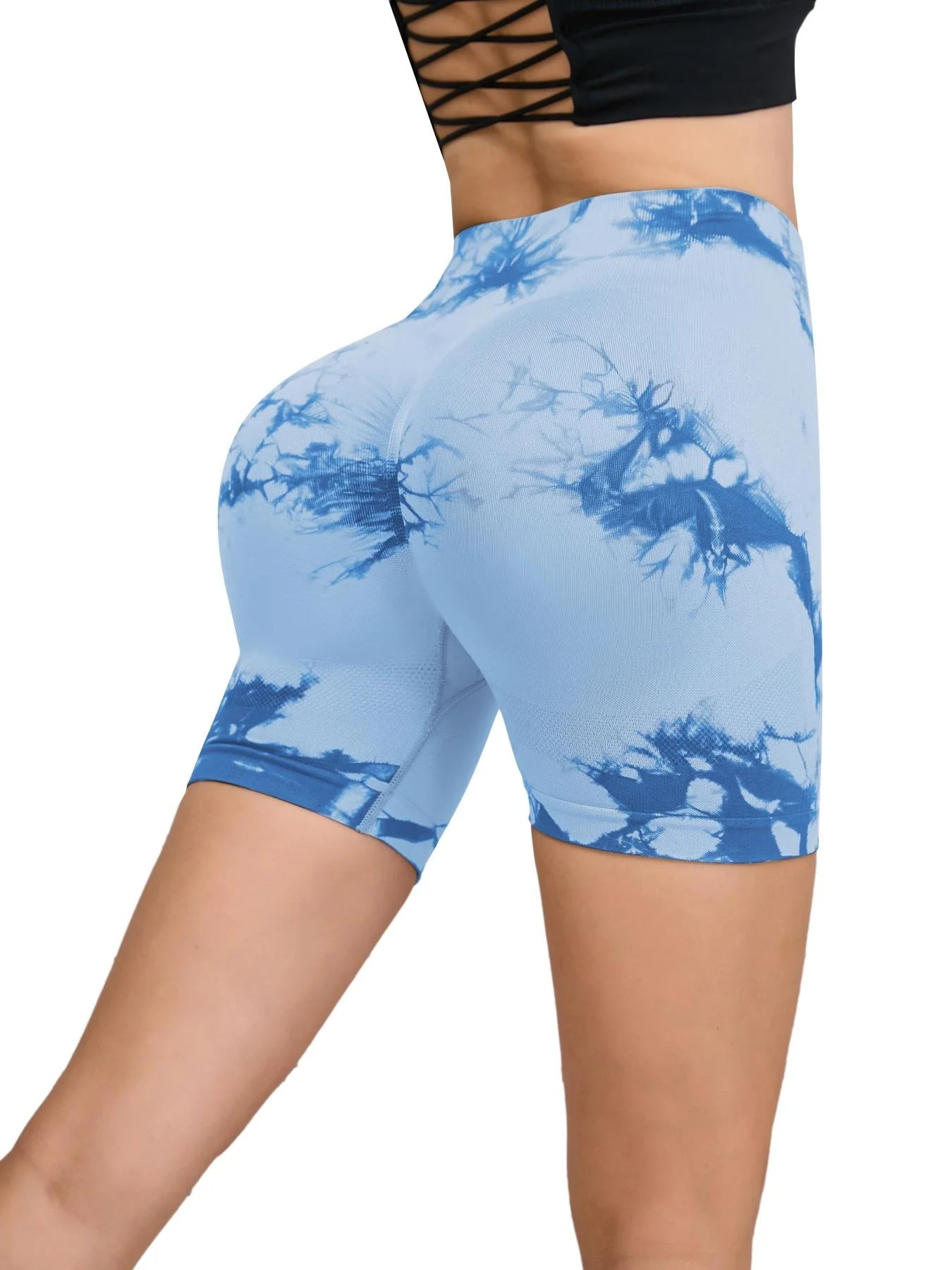 Tie Dyed Seamless Fitness Pants Women's High Waist and Hip Lifting Sports Tight Shorts Running Sexy Peach Fitness Yoga Shorts