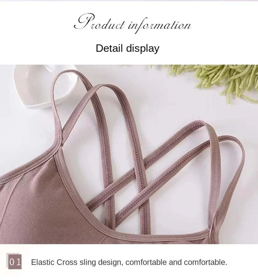 Sexy Women Tops Back Cross Strap Tank Top Push Up Running Sports Bra Breathable Soft Fitness Beauty Solid Color Yoga Bra