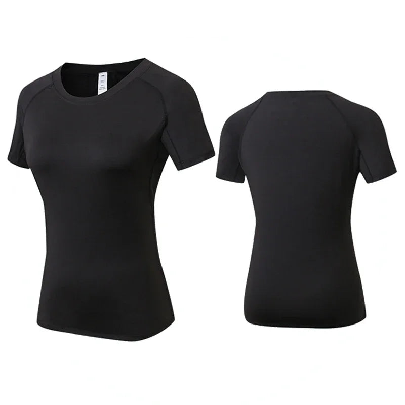 Women's Compression Shirt Short Sleeve Athletic Yoga Running T-Shirt Summer Gym Workout Quick Dry Stretchy Tees Tops Baselayer