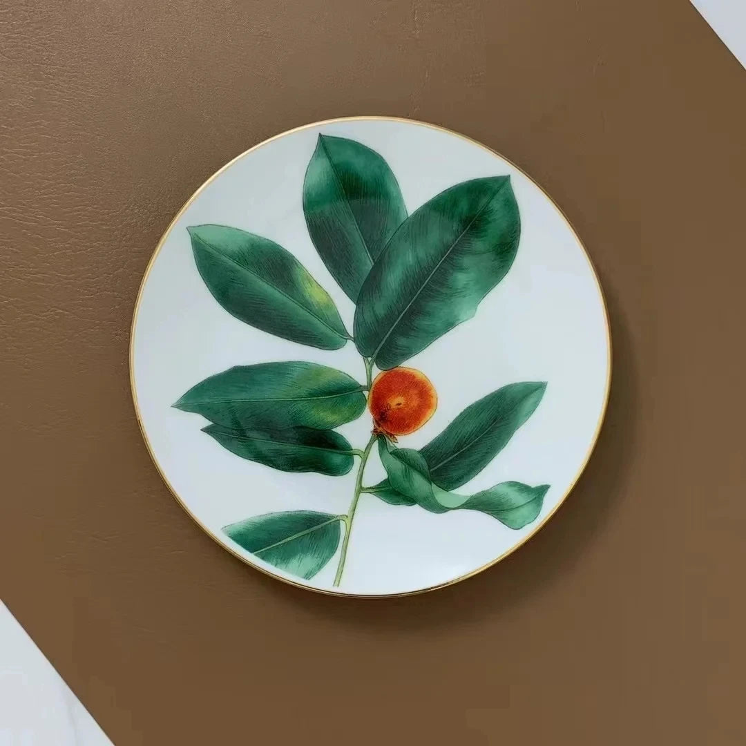 Single Green Leaf Tableware, Food Plates, Coffeeware, Teaware, Coffee Cup Saucers, Mug, Bowl, Dinner Plate, Tray, for Kitchen